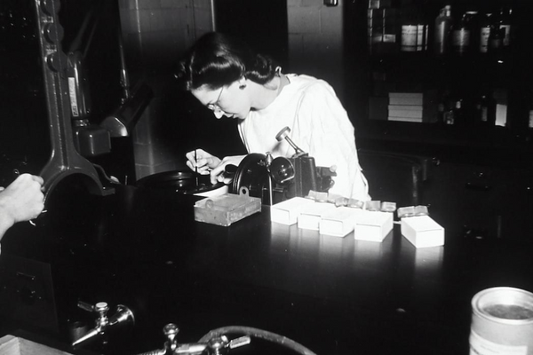 a female scientist working at a research laboratory